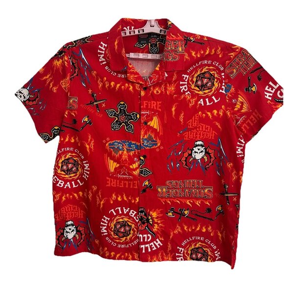 STRANGER THINGS NETFLIX Hawaiian Style Button Down Shirt Adult 3XL NWT Graphic  - Picture 1 of 10
